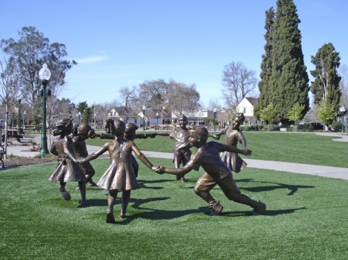 Life Size Bronze Playing Children Statue For Sale