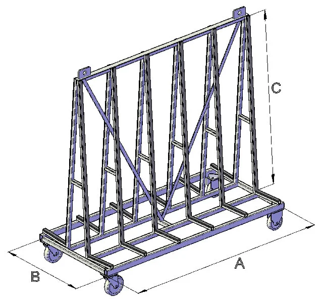 Heavy Duty Steel a-Frame Glass Transport Rack