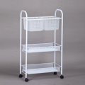 Multifunctional three-layer metal storage trolley