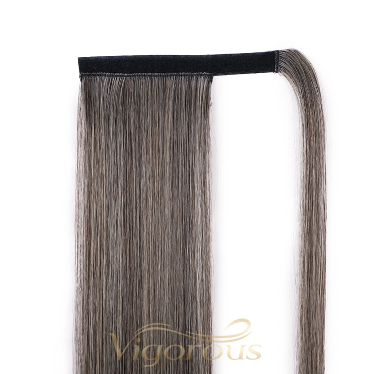 High Quality Best Clip In Ponytail Hot Sale Long Gray Straight For Women Tape In Natural Hair Extension Supplier