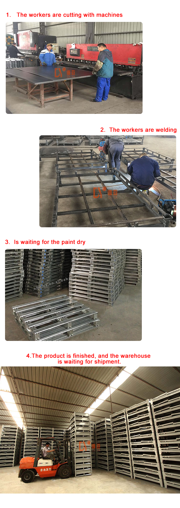 DY221 Non - standard customization Heavy Duty Durable Storage Steel Metal Stackable Pallet for Warehouse