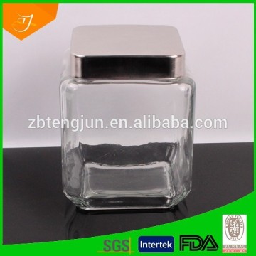 square glass storage jar with lid, storage pot for food, wholesale glass storage jar