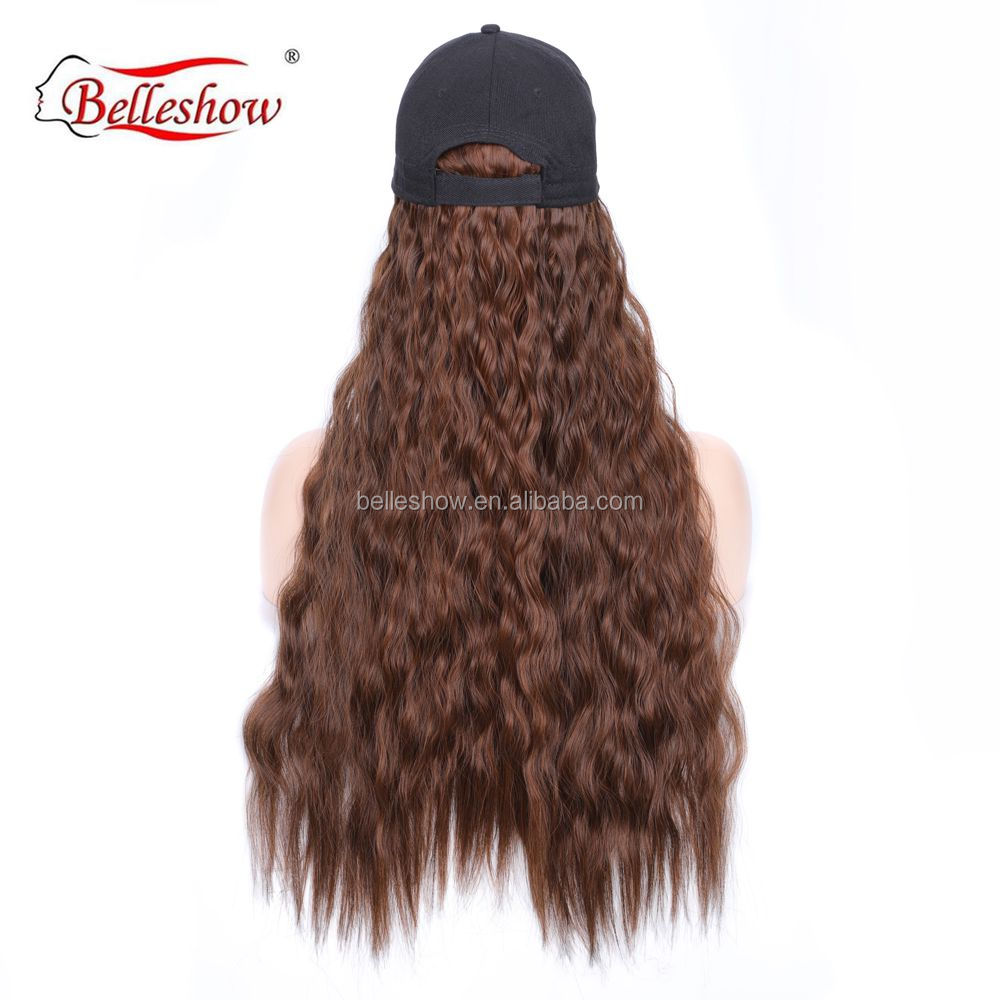 Hot sell wholesale baseball cap wig cheap hat wig fashion avant-garde wool roll wig cap synthetic cap long curly hair