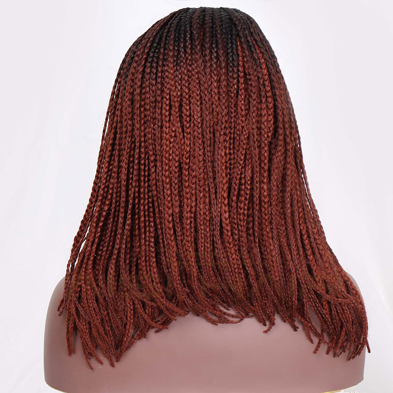 Aisi Hair Synthetic Braid Box Ombre Red Glueless Lace Front Wigs For Black Women Long Straight Heat Resistant Lace Front Wig