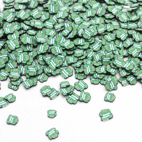 Kawaii dessin animé polymère argile charmes vert Animal tranche bricolage Nail Art décor Slime remplissage 5mm décoration de noël Scrapbook fabrication