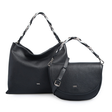 La borsa hobo con cerniera nera in pelle Sak Flores