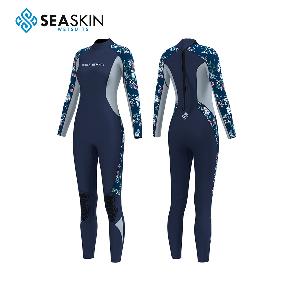 Seaskin dames floral 3/2 mm Néoprène arrière zip costume complet