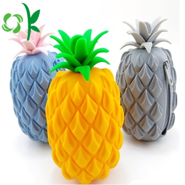 Supporto della borsa della moneta del silicone di forma dell&#39;ananas con la chiusura lampo