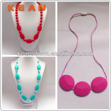 Silicone Teething Necklace with Silicone Necklace Casps