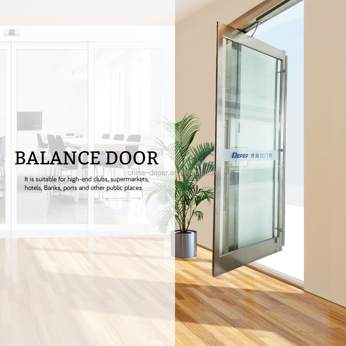Deper Monumental Aluminum Balanced Doors Heavy Glass Doors Super High Balance Doors