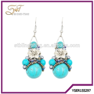 2015 handmade gemstone earring turquoise bead earring