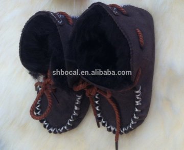 2016 design real sheepskin wool baby booties