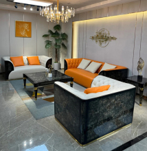 Modern Stainless Steel Button Chesterfield Sofa