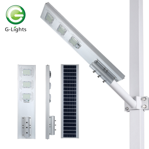 Iluminação externa de alto brilho IP65 à prova d&#39;água Cool White alumínio 50w 100w 150w tudo em um luz de rua LED solar