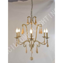 6-arm iron chandelier antique patina green finish