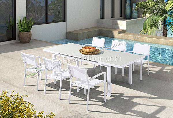 Ita gbangba Patio Furniture 7 tabili nkan ati ijoko awọn