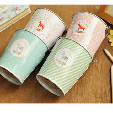 round shaped package tin bucket decorative gift