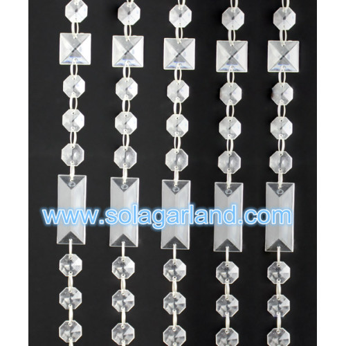 Acryl Crystal Square Diamond Bead Garland-gordijnen voor deur Fancy Haning-kralenkoord