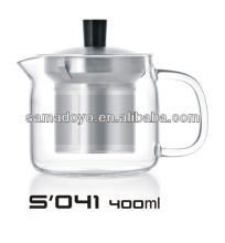 400ml Glass Tea Pots with Stainless Steel Strainer/Filter/Deeper and Handle on Promotion