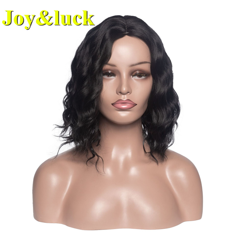 Women's Wholesale Prices Machine Made Ladies Finger Wave Party Middle Part Black Short Natural Water Wave Synthetic Hair Wigs