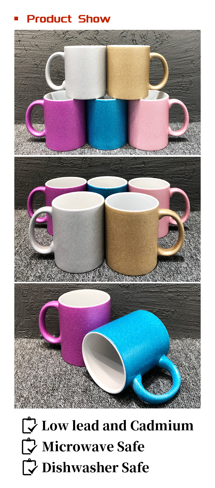 Best selling11oz glitter heat transfer printing custom pattern flash ceramic coated mugs