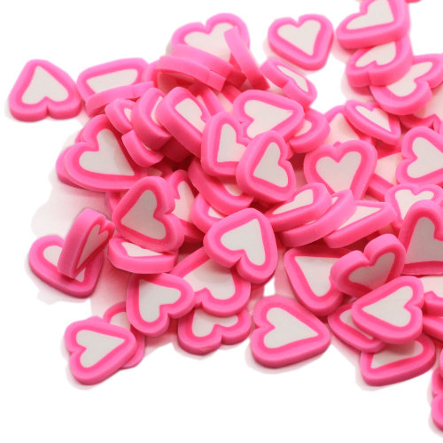 Más caliente 500g Rosa blanco corazón amor arcilla polimérica rebanada de uñas Diy decoración artística accesorios de relleno de limo tienda de adornos de joyería