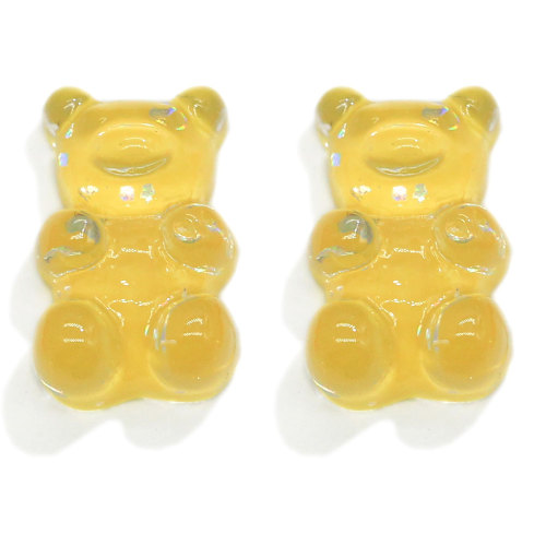 Resin  Cute Glitter Gummy  Bear Kawaii Charms Beads Flatback Cabochon  For DIY Earrings Decor slime Accessory