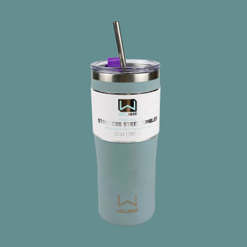 590ml Plastic Lid With Straw Vacuum Cup