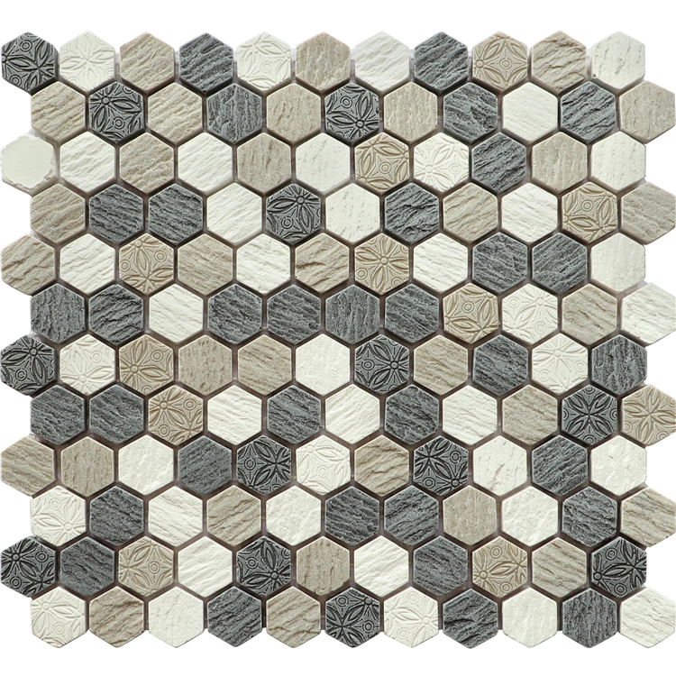 3D Effect Hexagon Mosaic for Bathroom Wall Decoration