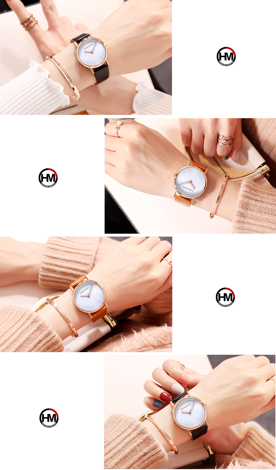 HANNAH MARTIN 3802 Japan quartz movement women leather wristwatch simple shell dial luxury brand ladies wrist watches