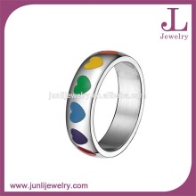 Rainbow Gay Lesbian Wedding Ring Stainless Steel Enameled LGBT Wedding Ring
