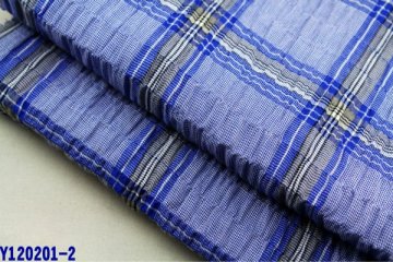 Crinkle effect check fabric