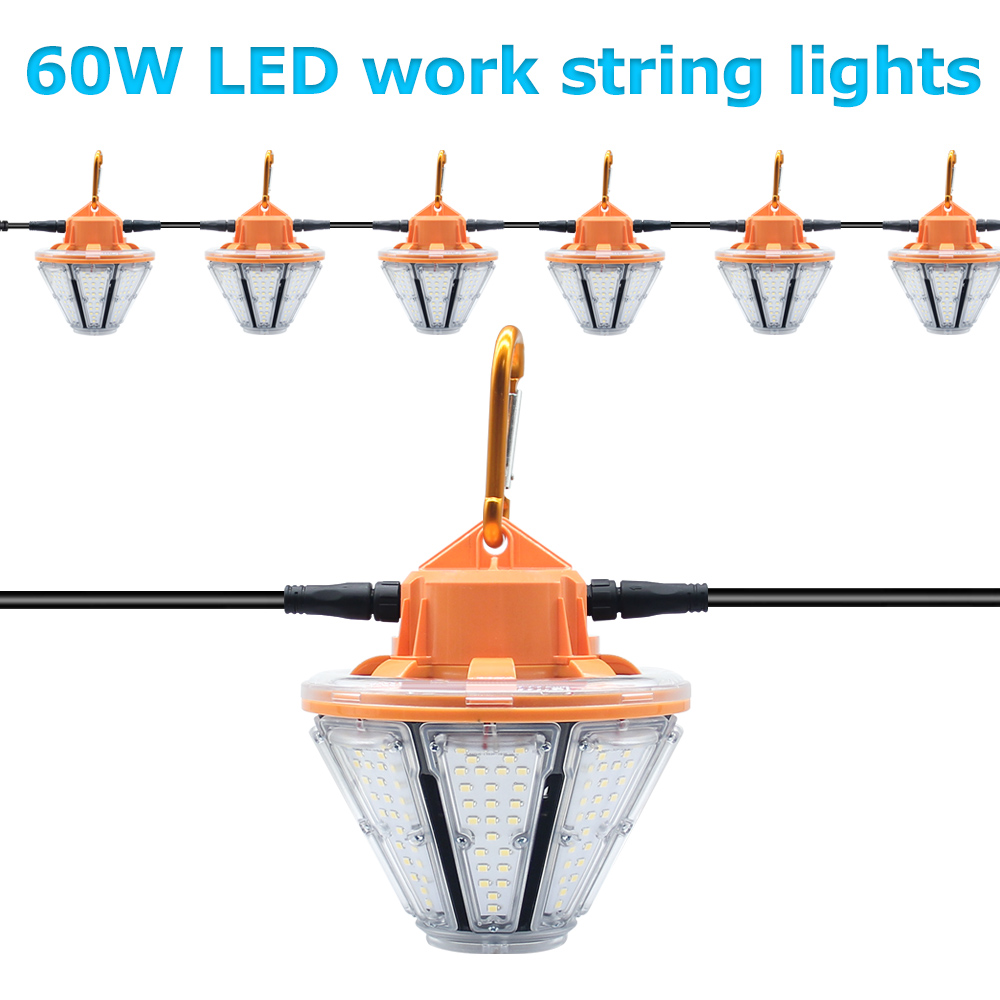 60W Outdoor Construction light Led Temporary work Lighting Ip64 Waterproof String Lights for jobsite