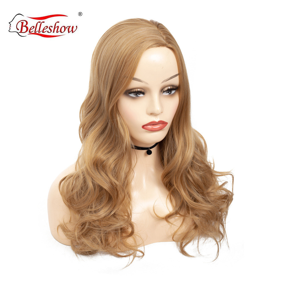 Hot sell wholesale women hair pick dye partial long roll lady head wig synthetic wig for young girl wigs