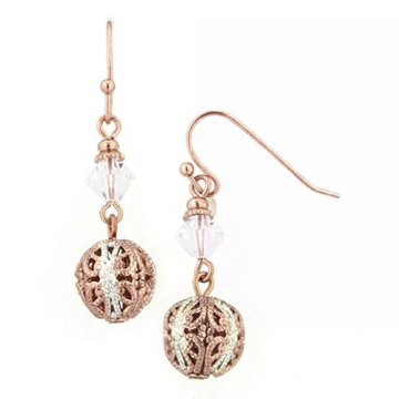 Funny ball gold drop earring with bright crystal decorated