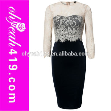 Wholesale newest styles long sleeve lace floral crochet dress pattern