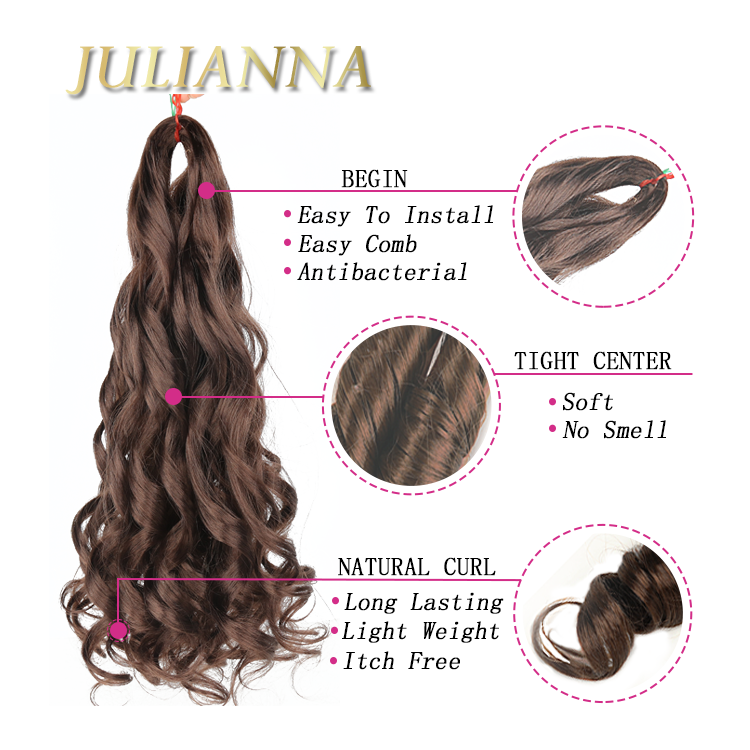 Julianna 150G 75G French Curl Silky Extensions Bundles Loose Wavy Curls Ombre Synthetic Hair Loose Wave Curly Braiding Hair