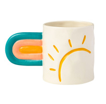 Rainbow Handle Kawaii Porcelain Mug - Multi-Purpose Children's Drinkware