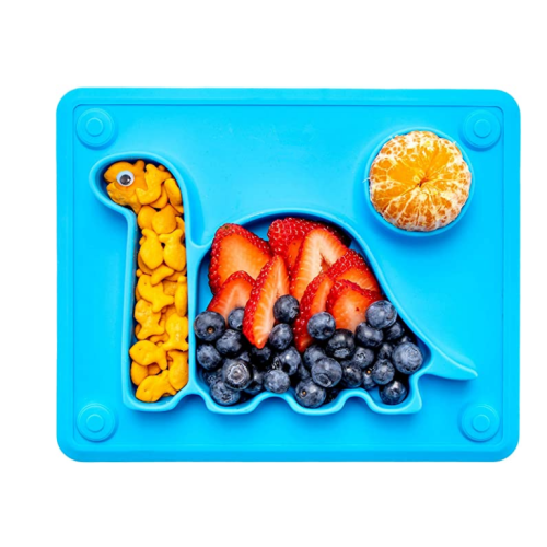 China Cute Dinosaur Silicone Suction Divided Plates for Babies Manufactory