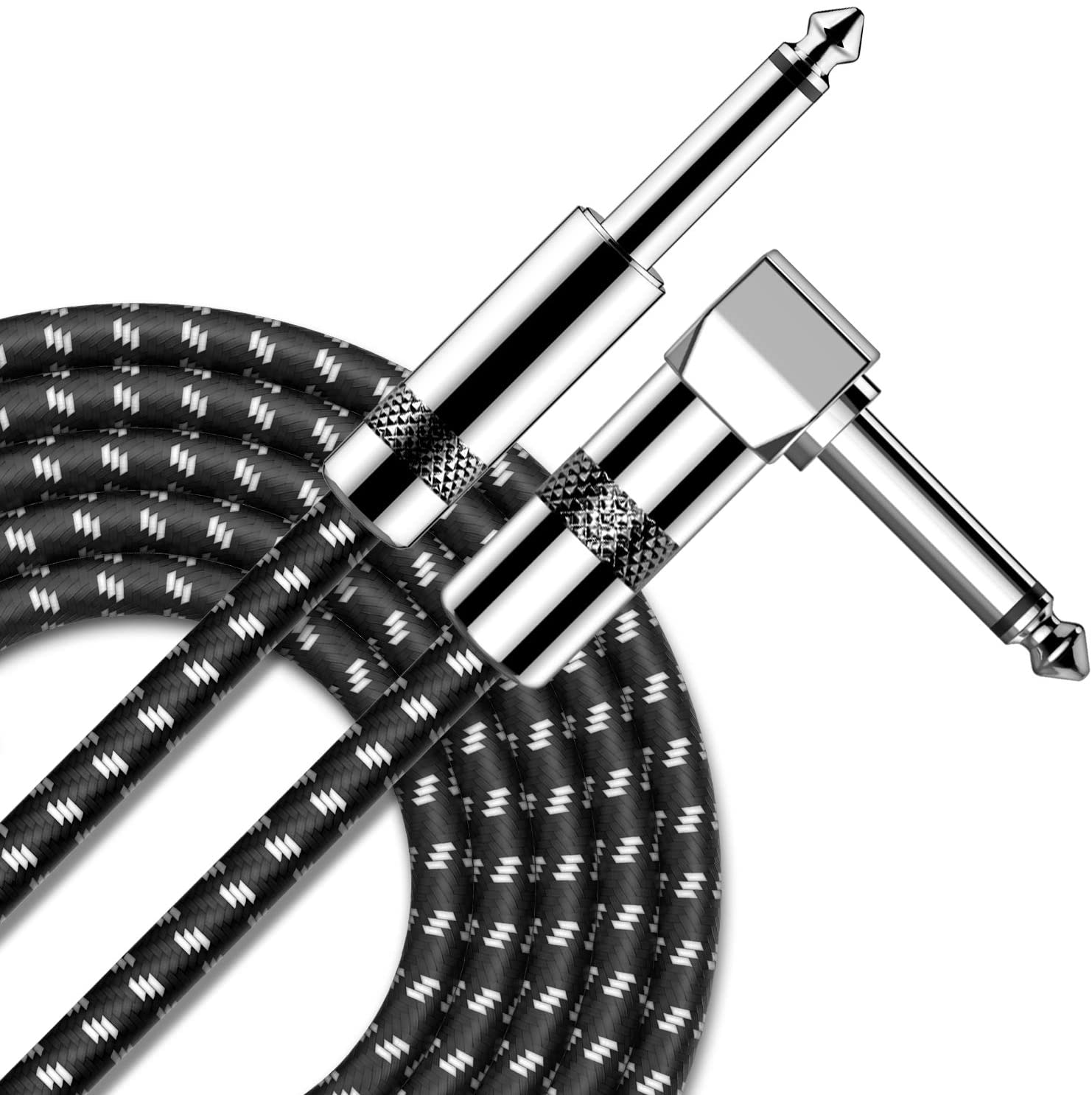 High quality 1/4"  6.35 mm  Instrument  electric guitar cable  Straight to Right Angle   for Bass Keyboard Mixer