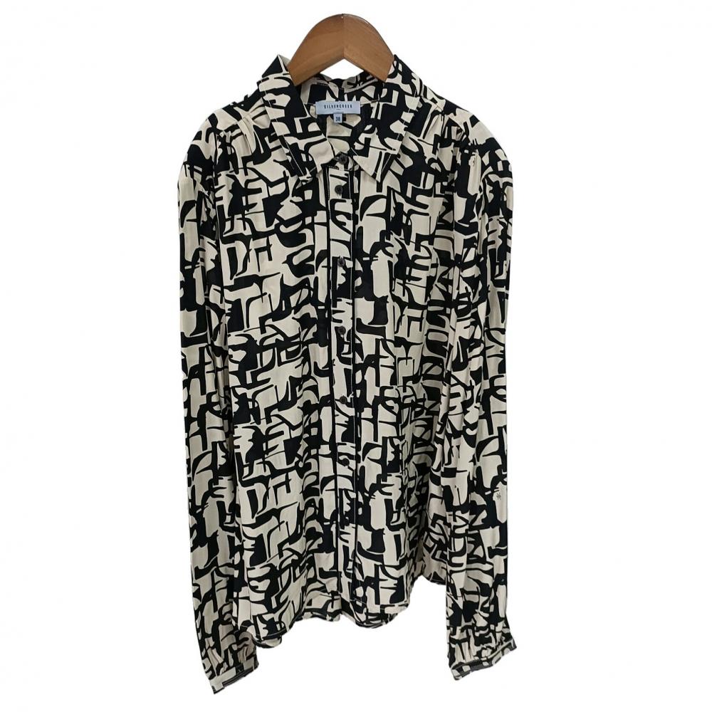 LADIES BEIGE BLACK ABSTRACT PRINTED BLOUSE