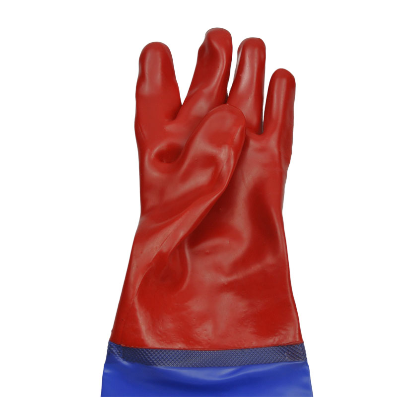 Red glossy PVC raincoat with sleeve gloves 60cm