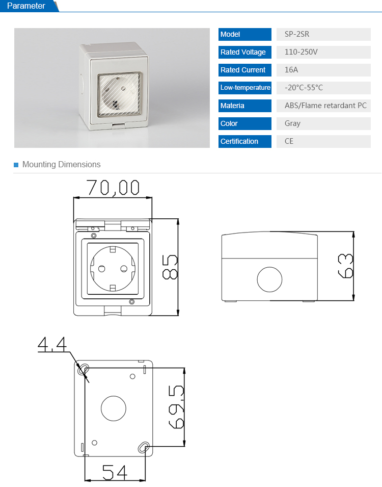 IP55 Hot Sale Switch Socket with Waterproof Cover