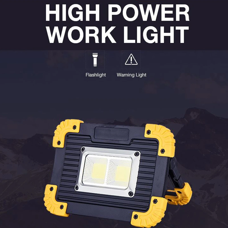 Rechargeable Work Light, LED Floodlight Portable Waterproof LED Soptlight for Outdoor Camping Hiking Emergency Car Repairing