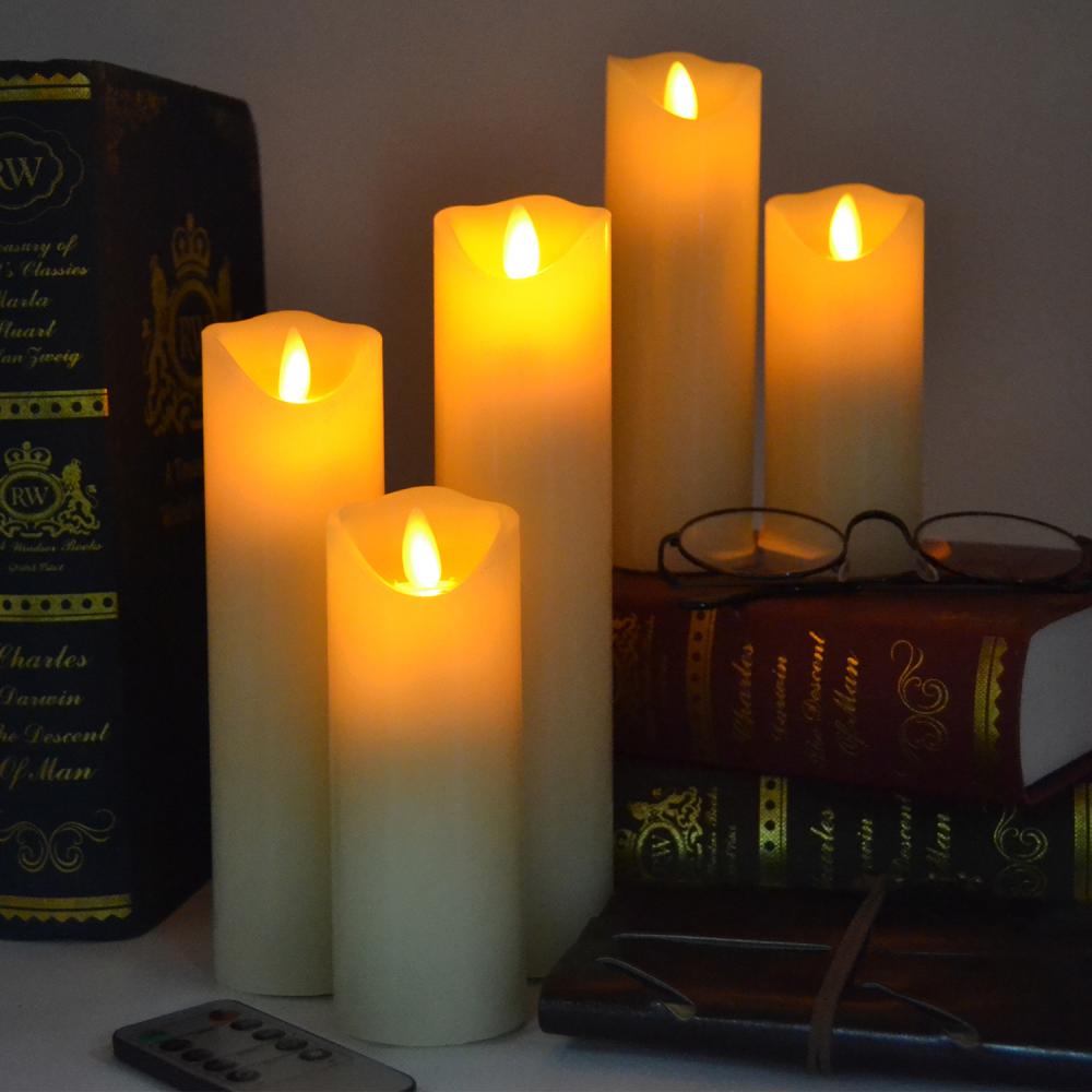 Dripless Flickering Moving Wick Led Flameless Pillar Candles