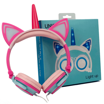 Auriculares LED Light Up Unicorn Auriculares con cable