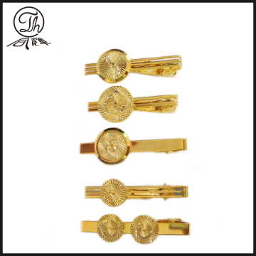 Gold CNC engraved logo clip on tie