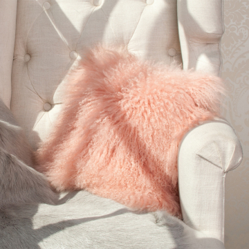 Lamb Fur Pillow Double Sided Fur Baby Pink