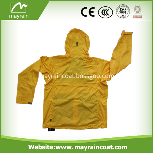 Bright Yellow Color Polyester Rain Jacket