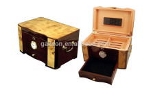 High gloss piano finish ebony wood cigar box with birdseye maple inlay spanish cedar interior cigar humdior